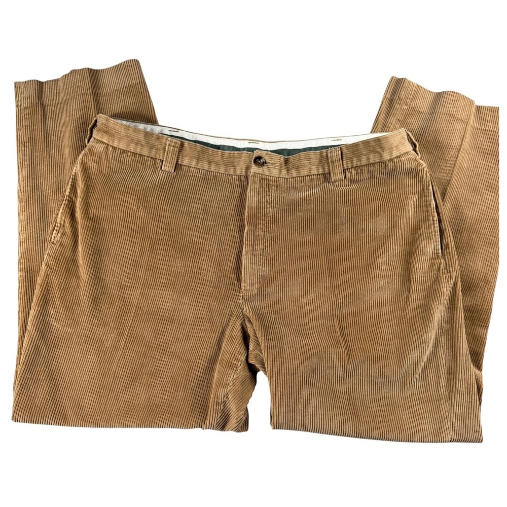 LL Bean Classic Fit Corduroy Pants Mens 44 Tan Brown Wide Wale Cotton 285254